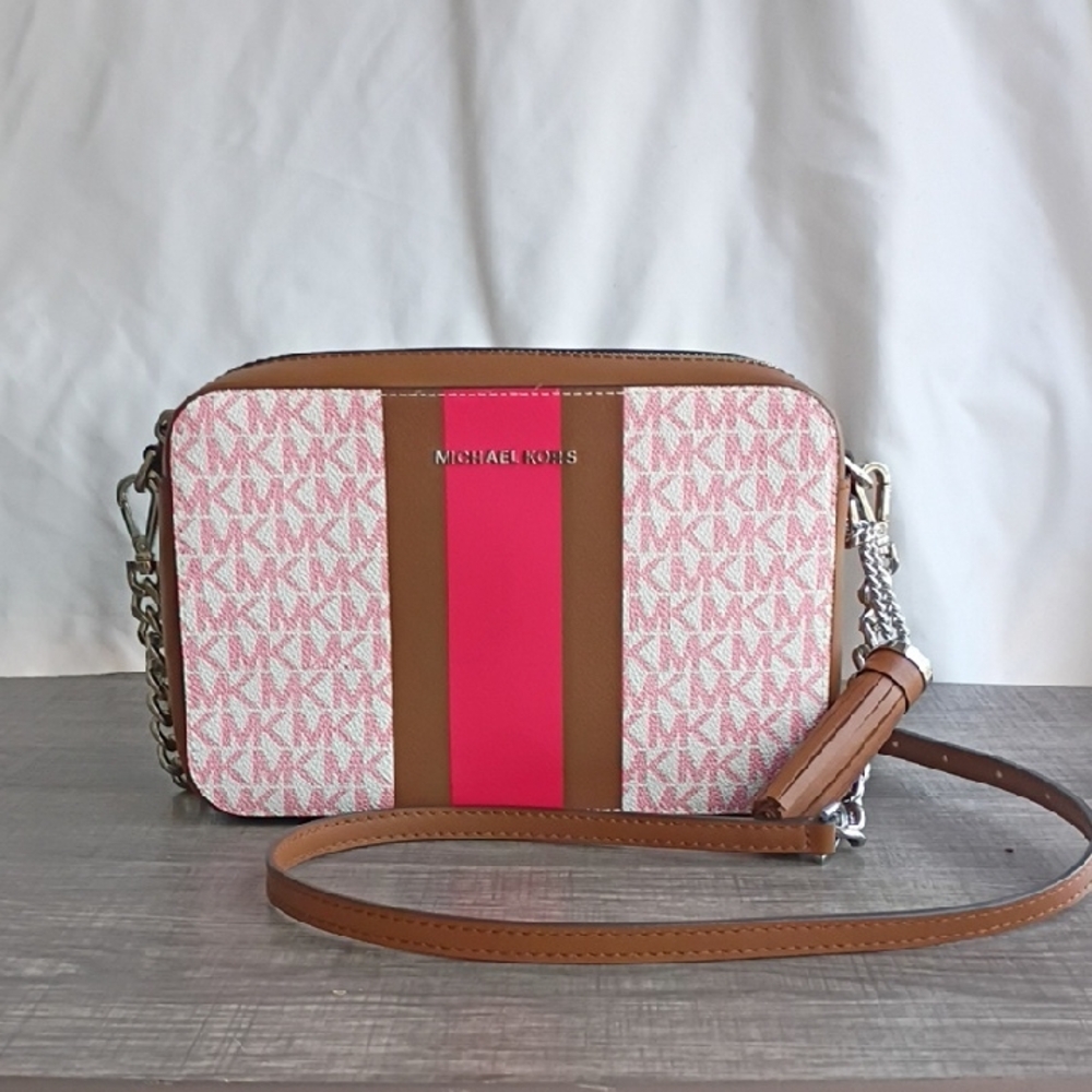 Michael Kors Pink and Tan Crossbody Bag